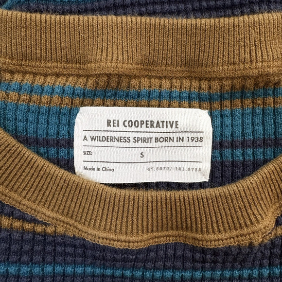 REI Co-Op Wallace Lake Waffle Sweater Sz Small Shore Stripe 100% Cotton Retro - Picture 4 of 8